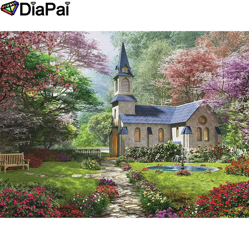 

DIAPAI 5D DIY Diamond Painting 100% Full Square/Round Drill "House flower" Diamond Embroidery Cross Stitch 3D Decor A21685