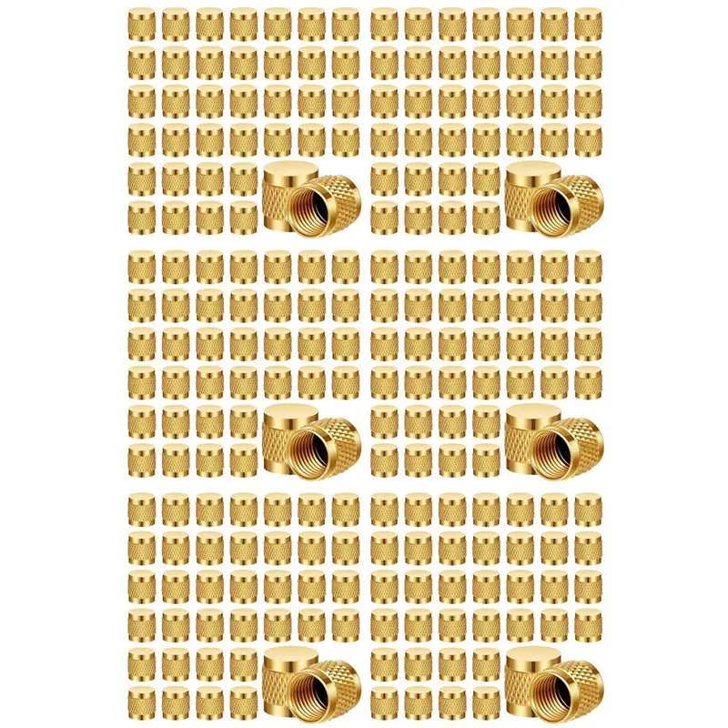ABLK 360Pcs 1/4 Flare Cap Round Brass Fittings Caps W/O Ring Cap HVAC Valve Caps For Home Industrial Manufacturing Component