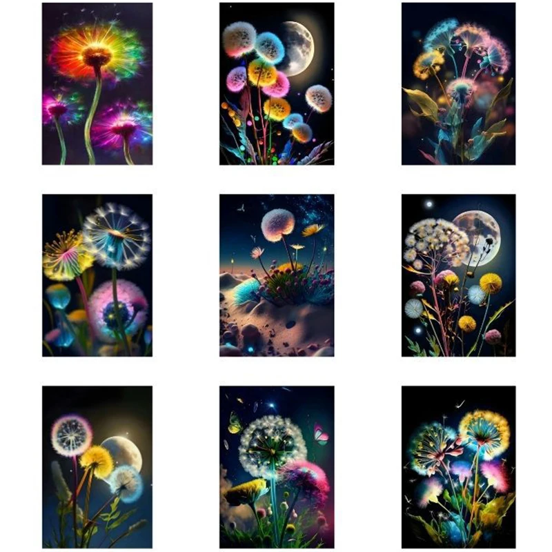 Colorful Dandelion 5D Diamond Painting Full Diamond Art Embroidery Hotel Office Room Home Decor DIY Diamond Cross Stitch Kits