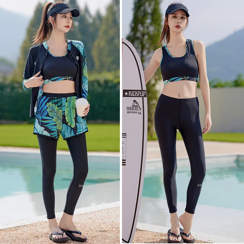 

Full Rash Guards Women Swimsuit Sunsuit Beachwear Yoga Running Outfit Athletic Gym Exercise Clothes Activewear Sets Tracksuit