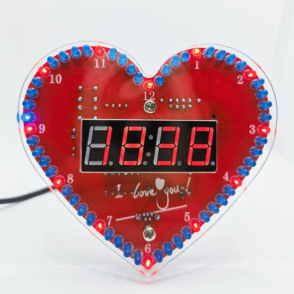 DIY elektronische Uhr herzförmigen Blitz führte Liebe kreative DIY Sodering Kit kreative Geschenke Zeit/Temperatur-Anzeige für Anfänger