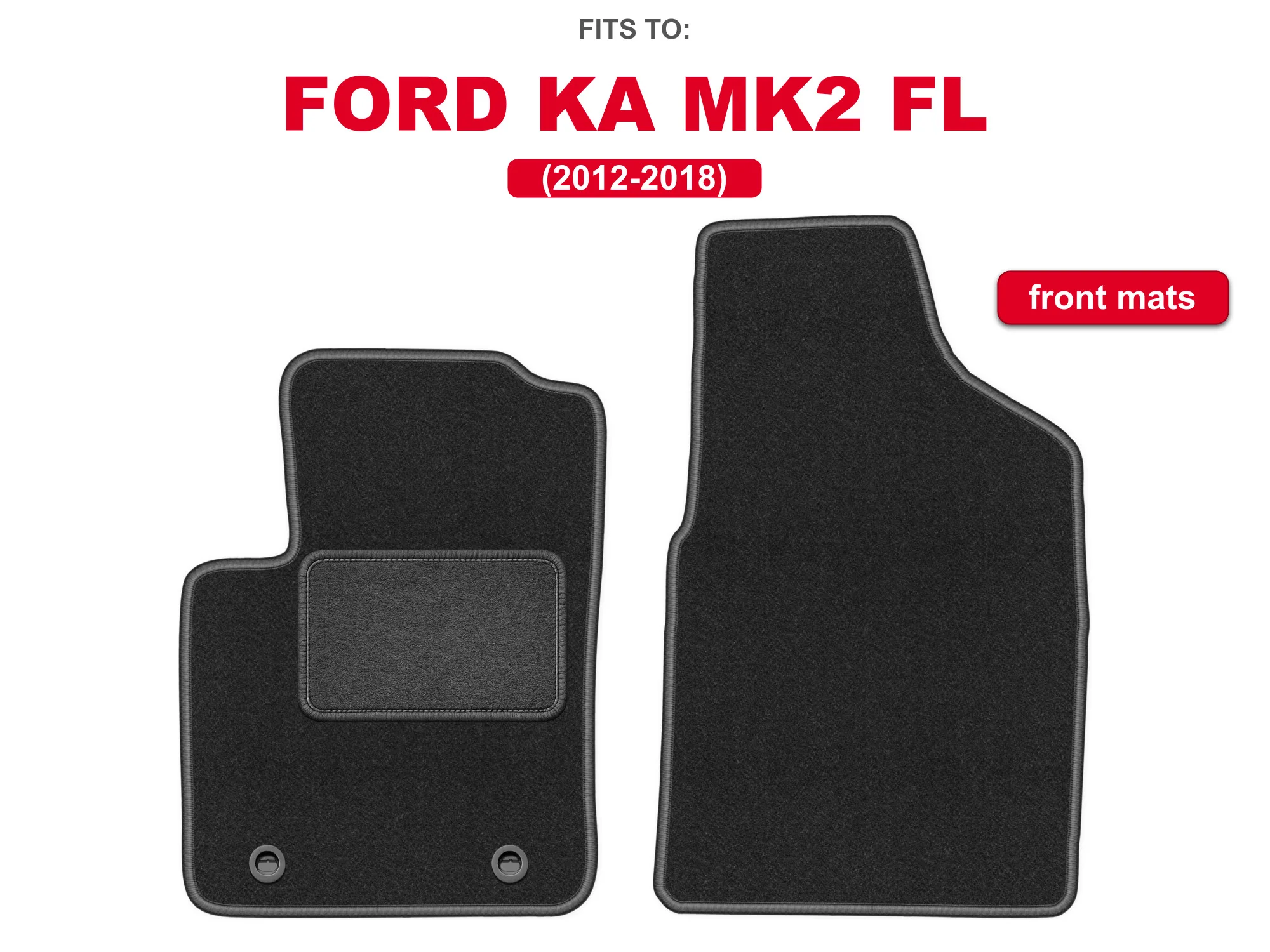 Velours vloermatten voor: Ford Ka MK2 2008-2012 hatchback grafiet set auto vloermatten voor voertuigvloer