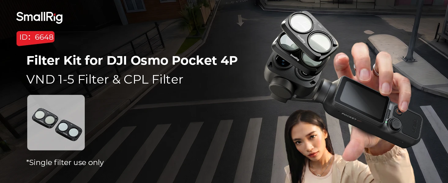 SmallRig Filterkit für DJI Osmo Pocket 4P Glas mit VND1-5 / CPL Filter hilft, Licht gleichmäßig zu reduzieren und Farbverschiebungen zu minimieren -6648 – Detail 1