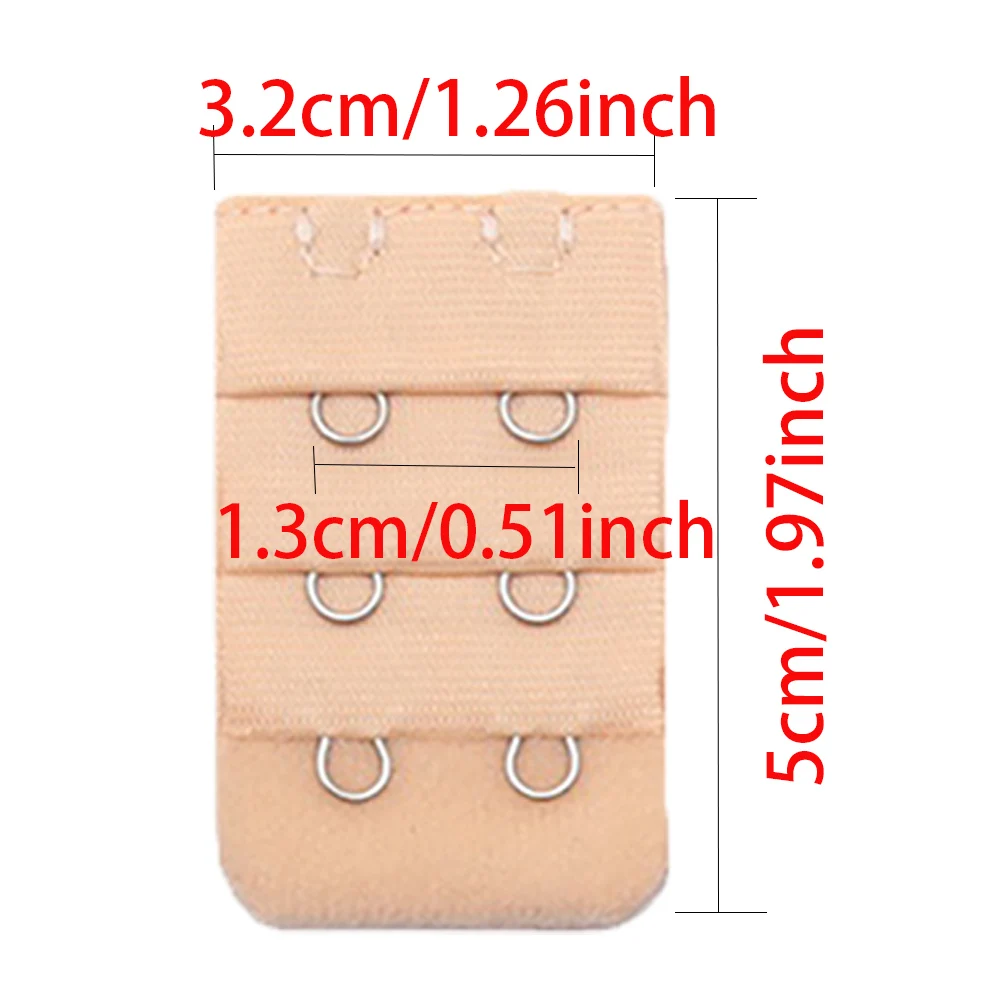 Elastic Hook Clip Bra Extension Strap Extenders para mulheres, cinto ajustável, acessórios, 3 linhas, 2 fivelas, 5pcs por conjunto