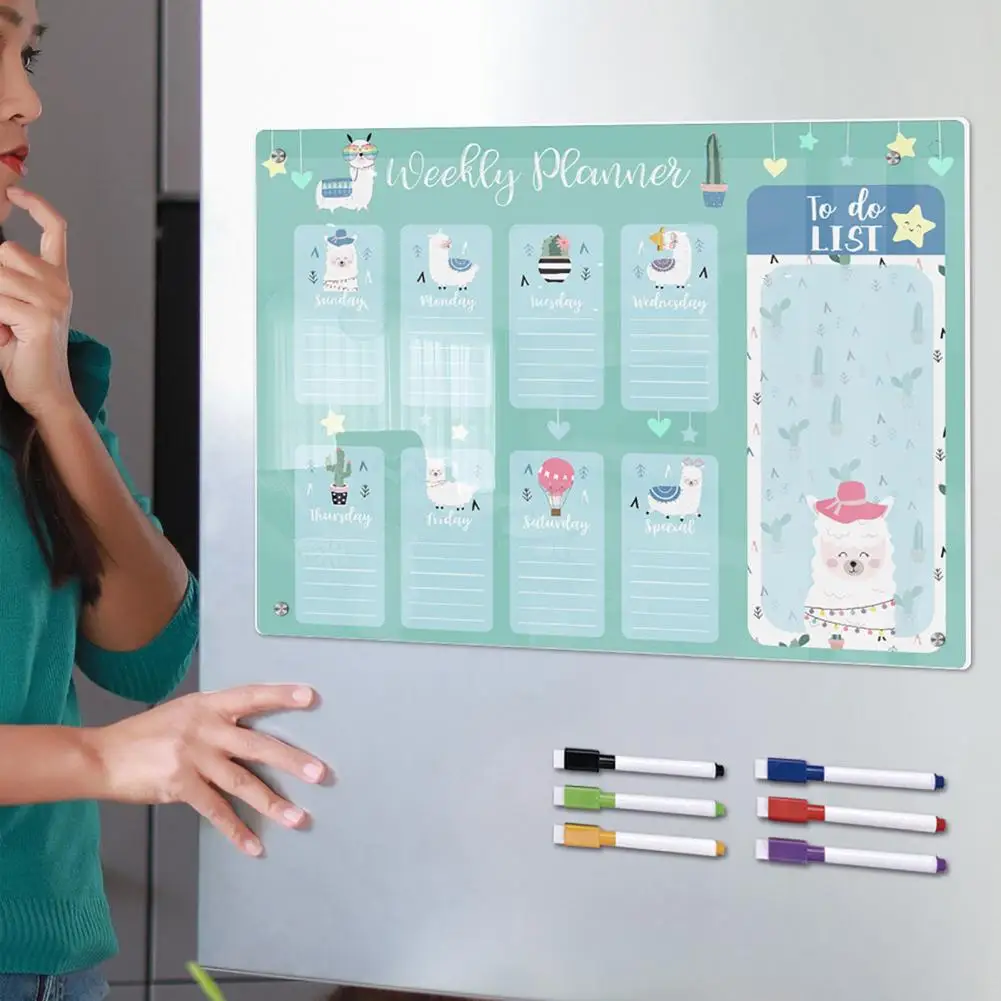 High-quality Acrylic Board Organizational Magnetic Stickers Transparent Acrylic Weekly Planner Message Board for Smooth Writing