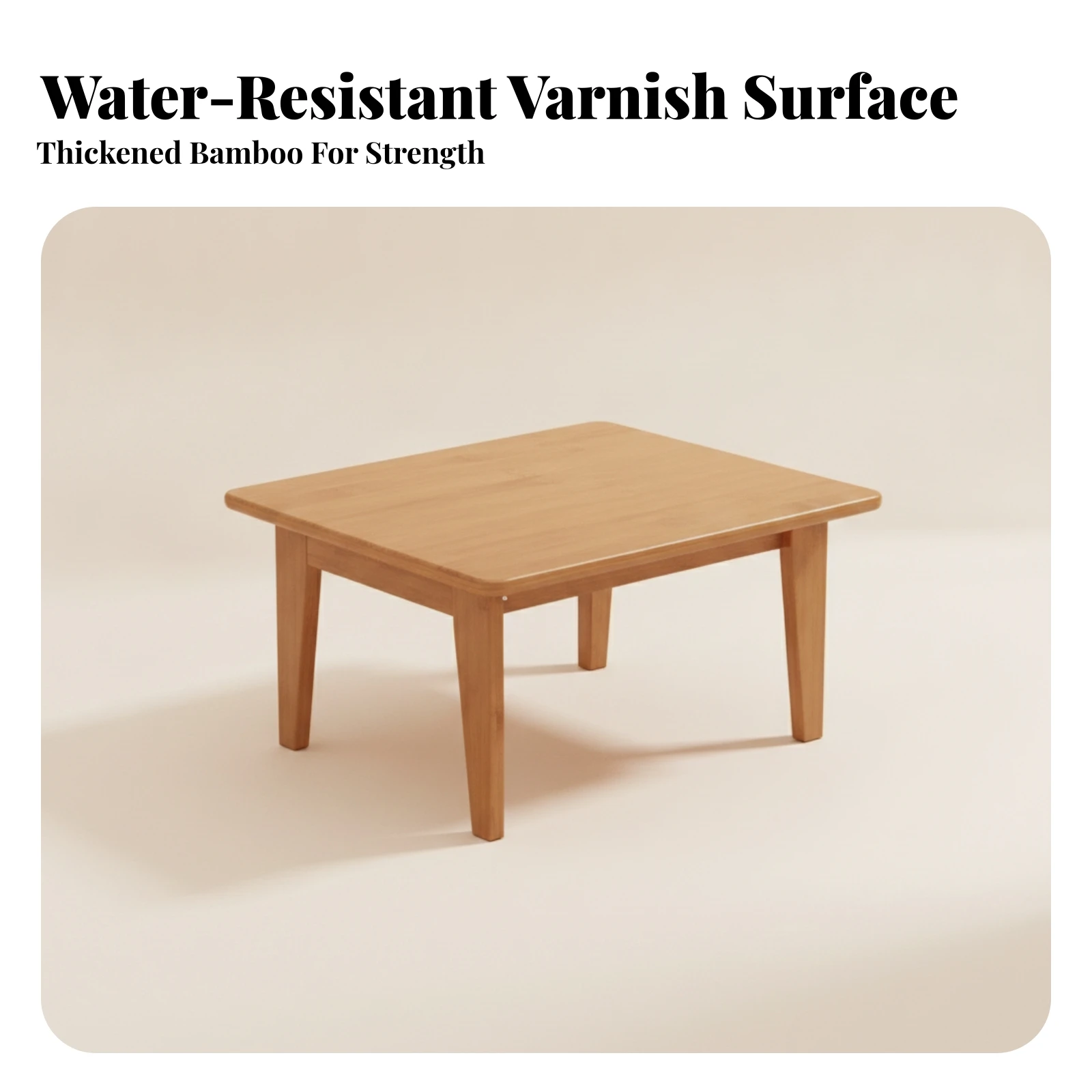 Low Tea Table Compact Bamboo Table Bed Desk Easy to Store Furniture Sturdy for Window Seat, Tatami Room