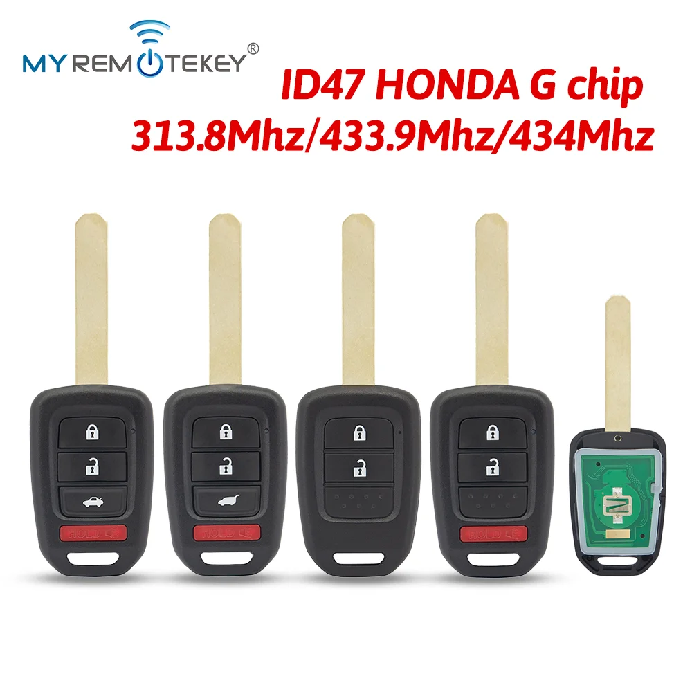

REMTEKEY Remote key 3 button with panic 313.8Mhz ID47 HONDA G chip for Honda Jazz Civic Accord City CR-V XR-V Vezel HR-V
