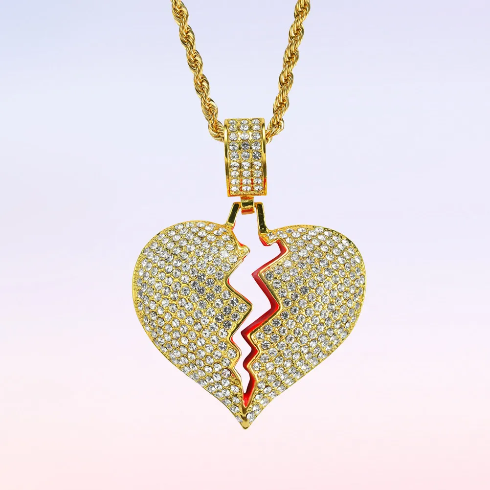 Shiny Broken Heart Pendant Necklace Alloy Golden Rust Resistant Charm Necklace for Special Occasions Birthday Wedding Mother's
