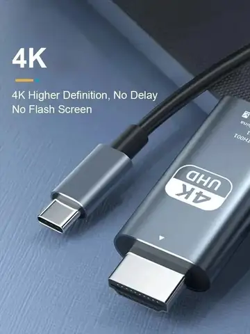 4K HD Video Conversion Cable Typec To Hdtv Same Screen Cable TV Computer 2 Meters Braided Screen Projection Cable