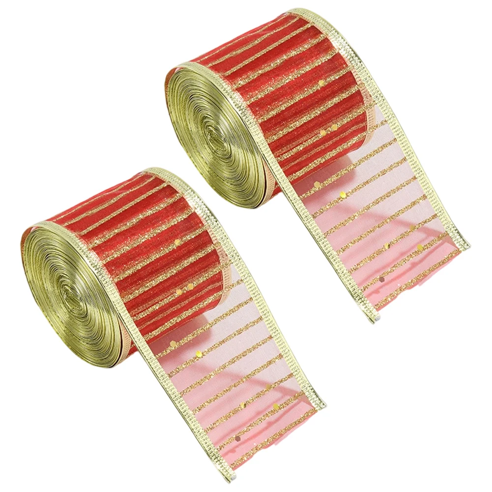 

Christmas Craft Ribbon Wired Sheer Organza with Glitter for Wrapping Tree Decoration Assorted Colors 6 3cm Width 2m Length