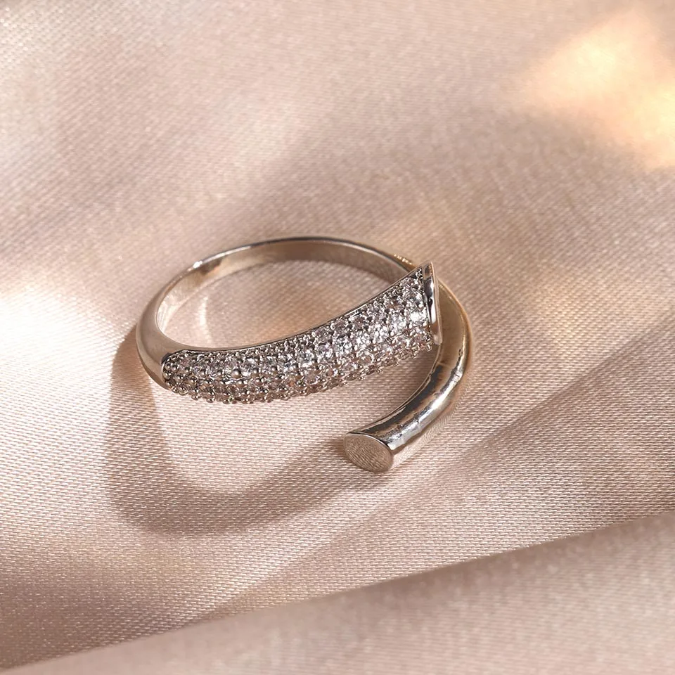 ZAKOL White Gold Color AAA Zircon Bracelet Ring Set for Women Men Brilliant Micropaved Zirconia Nail Luxury Wedding Jewelry image 6