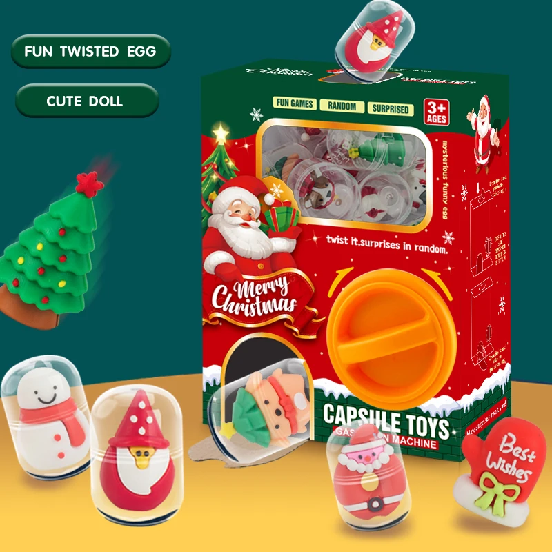 Gashapon Machines Blind Box avec 6 pièces, Aléatoire, Capsule, Oeuf, Noël, Machine à tordre, Boîte en carton avec capsule, Jouets pour enfants