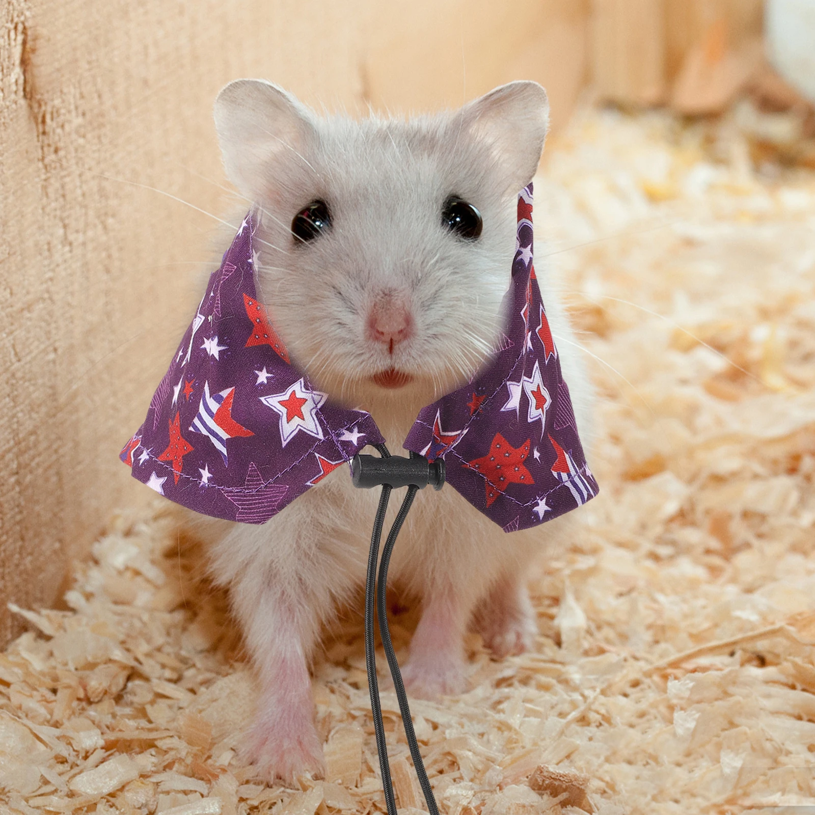 

Stars Cape Hat Set for Pets Decorative USA Hamster Mouse Chinchilla Costume Independence Day Party Photo Prop Lightweight Mini