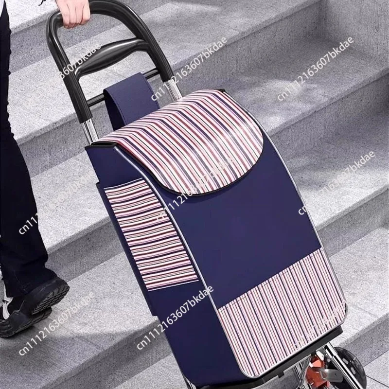 Foldable Shopping Trolley Lightweight Portable Stair Climbing Cart Home Grocery Luggage Pull Rod Cart for Elderly