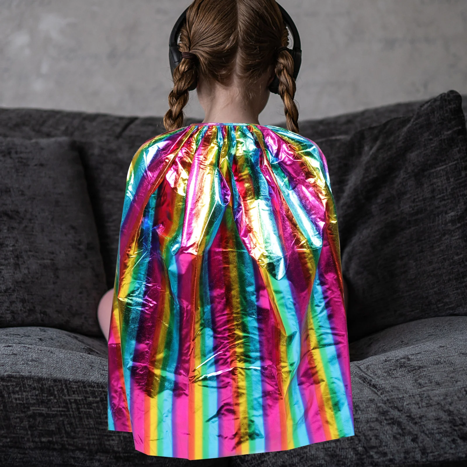 Tęczowy Płaszcz Dziecięcy z Poliestru Kostium na Halloween Cosplay Peleryna Rekwizyt Sceniczny Dziecięcy Tęczowy Płaszcz Kostiumy Karnawałowe