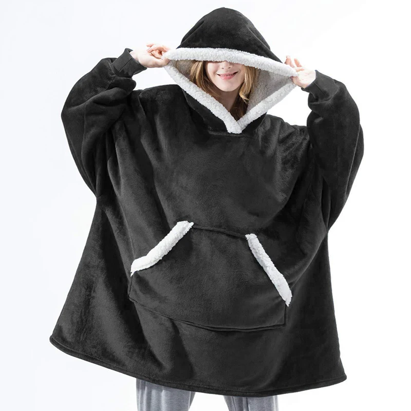 Sweatshirt Women Winter Hoodies Fleece Giant TV Blanket With Sleeves Pullover Oversize Women Hoody