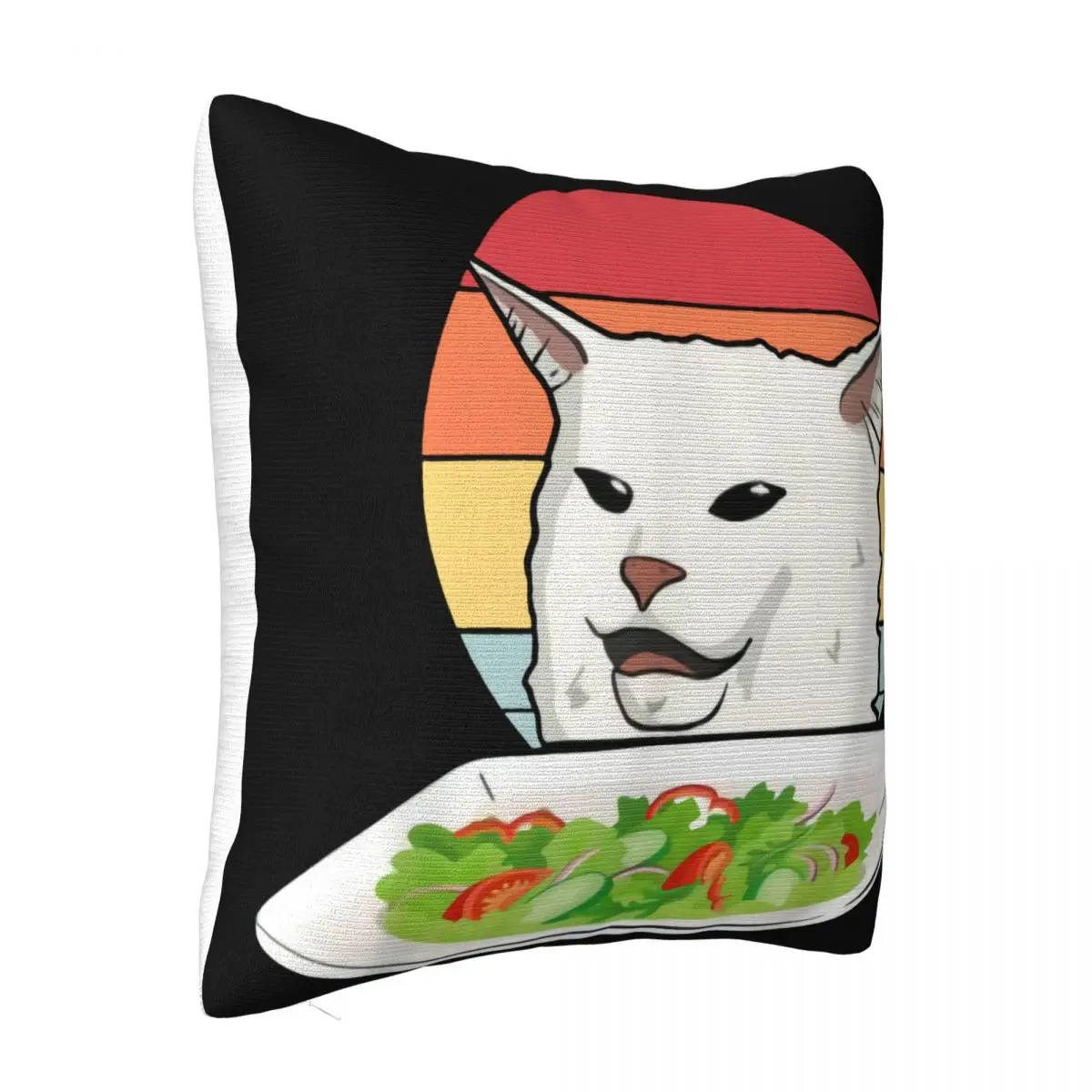 Angry Women Yelling At Confused Cat At Dinner Table Meme Funny All Size Top Pillow Case