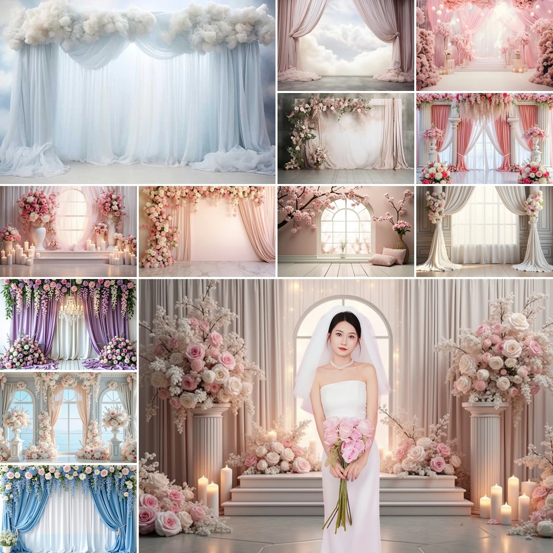 

MOON.QG Wedding Decorations Backdrop Curtains Arches Flowers Photography Backgrounds Photobooth Birthday Decoration Child Party