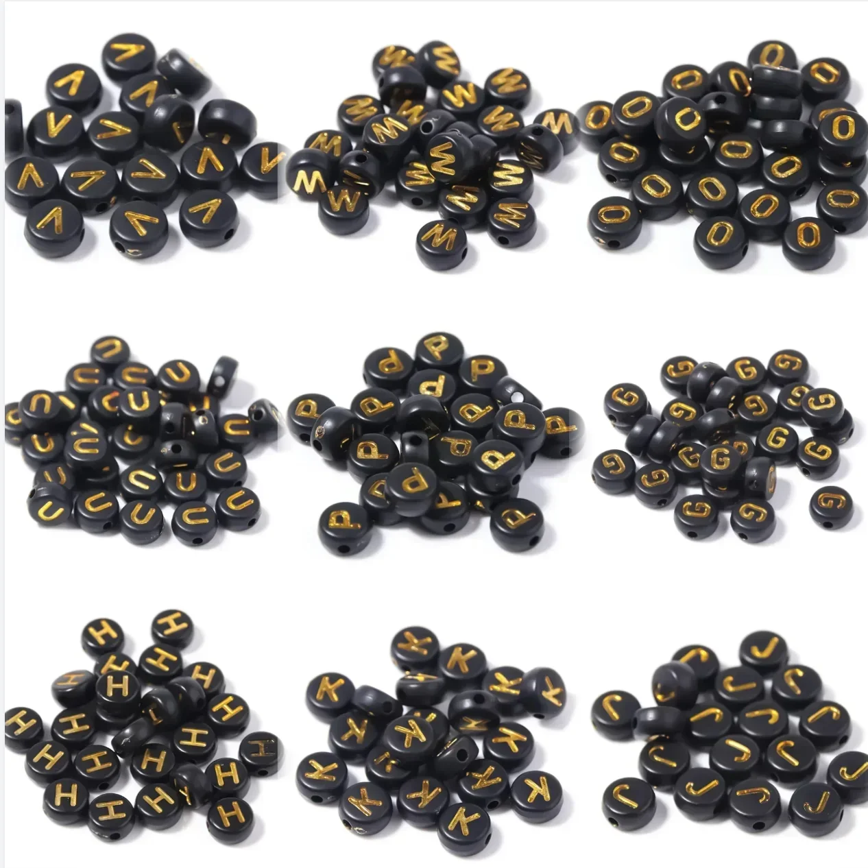 

100-500PCS Black Color Round Shape Gold Alphabet Beads Acrylic A-Z 26 Letter Beads for Jewelry Making DIY Necklace Accessories