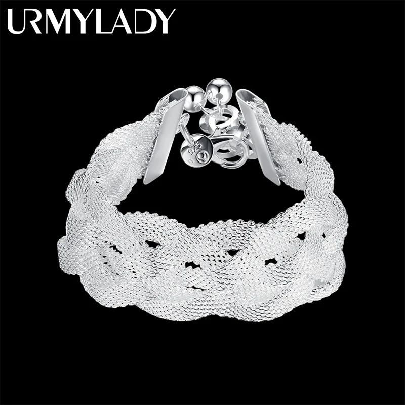 925 Sterling Silver Bracelets for women net Reticulated chain Wedding party Christmas high quality Fashion Jewelry 20cm