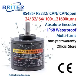 Encoder rotativo impermeabile IP68 Magnetico multigiro assoluto CANbus RS485 ModbusRTU, misurazione dell'angolo, spegnimento della memoria Briter