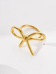 A Summer French Fashion Vintage Stainless Steel Women's Bow Ring for Gathering, Travel, Gift Giving, Vacation, Date