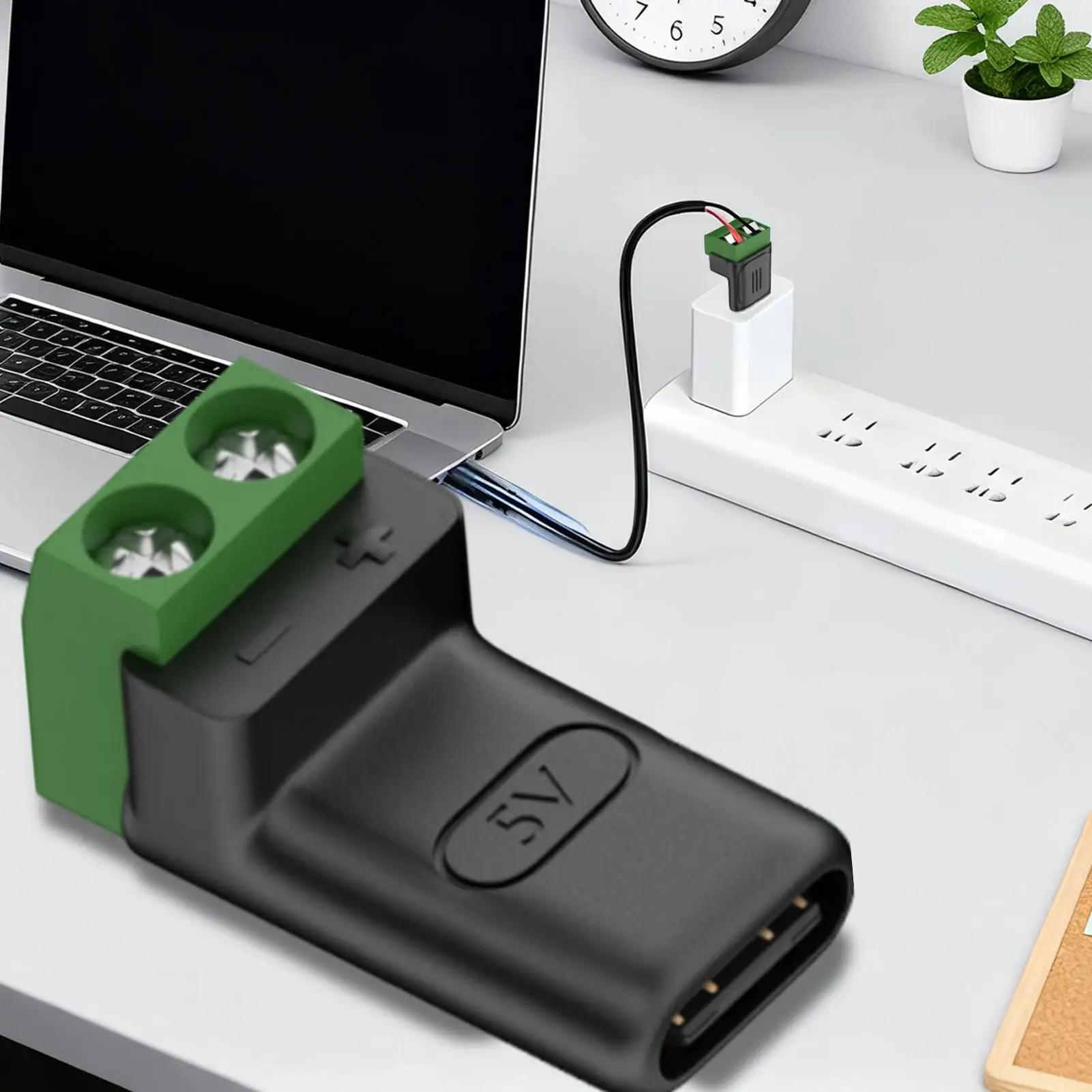 USB C Cable Adapter Male 2 Pin Terminal Block USB to 2 Pin Screw Terminal Adapter for Industrial Scientific Repair Charging