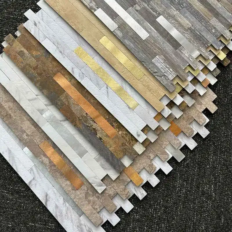 

4pcs/lot Mosaic Wall Tile Peel And Stick Self Adhesive Waterproof Aluminum composite rectangle Kitchen Bath Tile Backsplash 118
