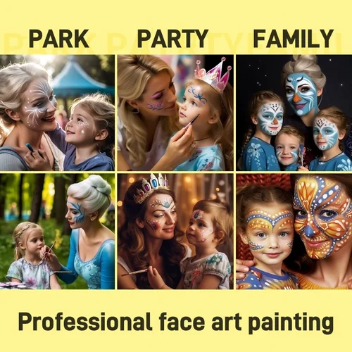 Imagen 2 del producto Nueva pintura facial 35g personalizada Arco Iris pastel dividido fluorescente neón agua activada delineador de ojos alto pigmento pintura de arte corporal