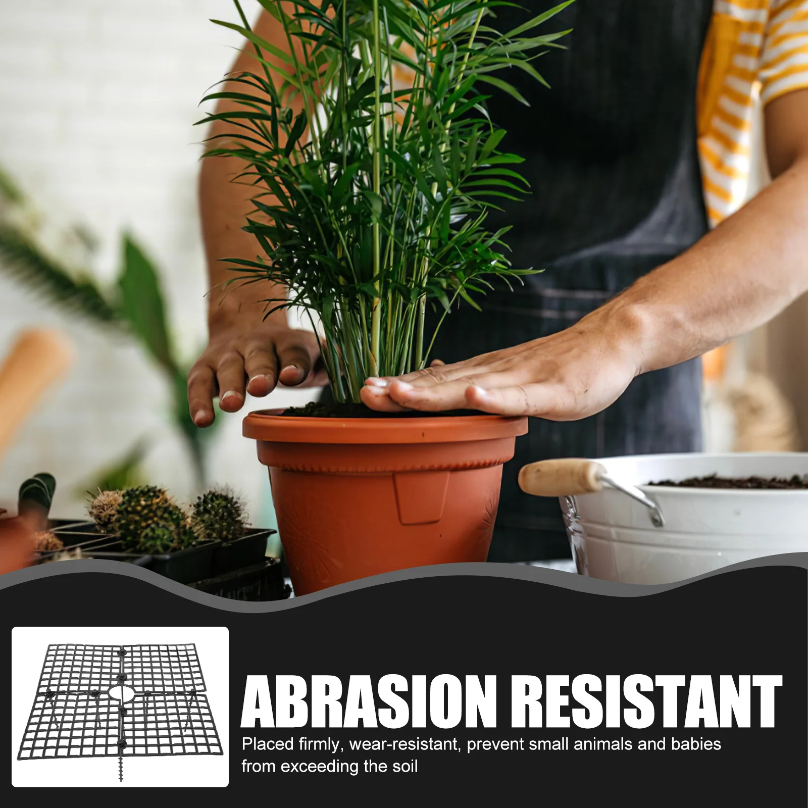 وعاء الزهور، واقي التربة، غطاء شبكة وعاء النبات، واقي زهور بلاستيكي متين يمنع حفر كلب القطط، مثالي للحديقة الداخلية