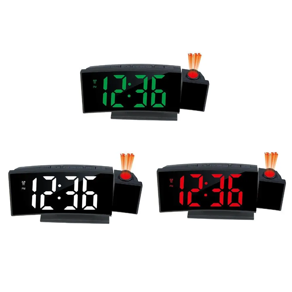 180° Rotating Projection LED Alarm Clock Calendar Display Time Temperature Display Digital Clock Brightness Adjustable