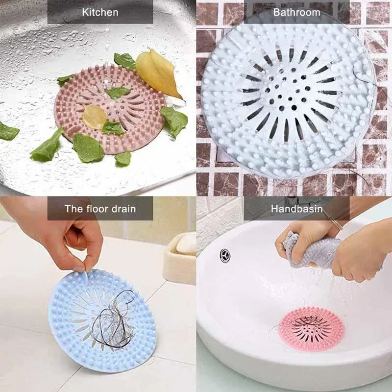 Hair Catcher Shower Drain Cover Sink Strainer Anti-Clogging TPR Silicone Bathroom Kitchen Stopper Universal Fit Mesh Filter