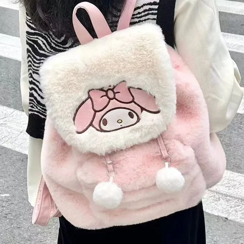 

Плюшевая сумка-рюкзак Sanrio 2026 Melody для девочек, школьная сумка, милый мультяшный дизайн, подарок на день рождения для подруг