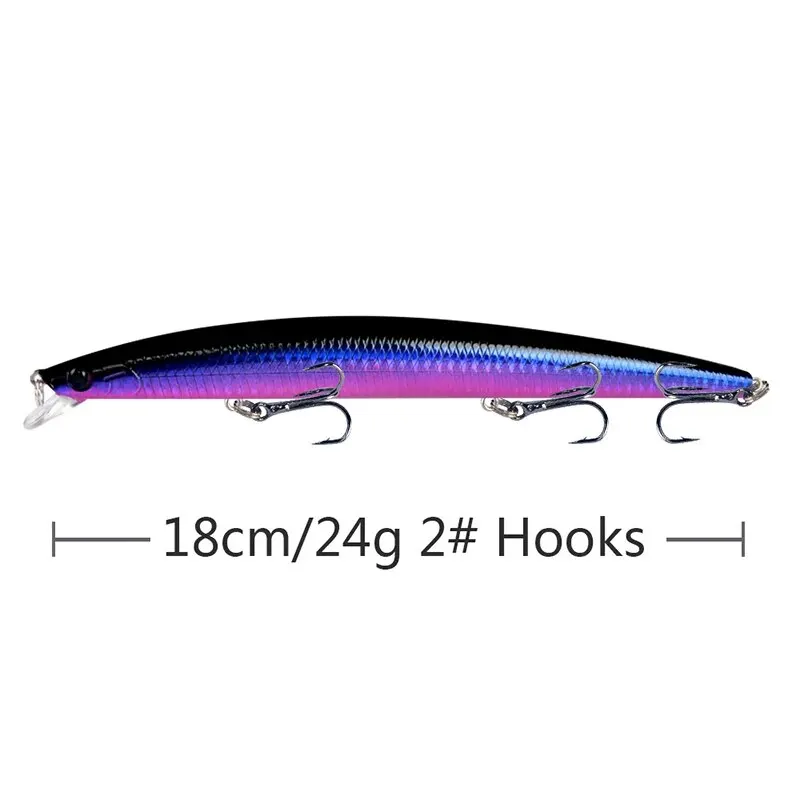 Minnow Fishing Lure Laser Hard Artificial Bait 18cm 24g 3D Eyes Sharp Hooks Sea Fishing Bait Colorful Crankbait Wobblers — zdjęcie 4