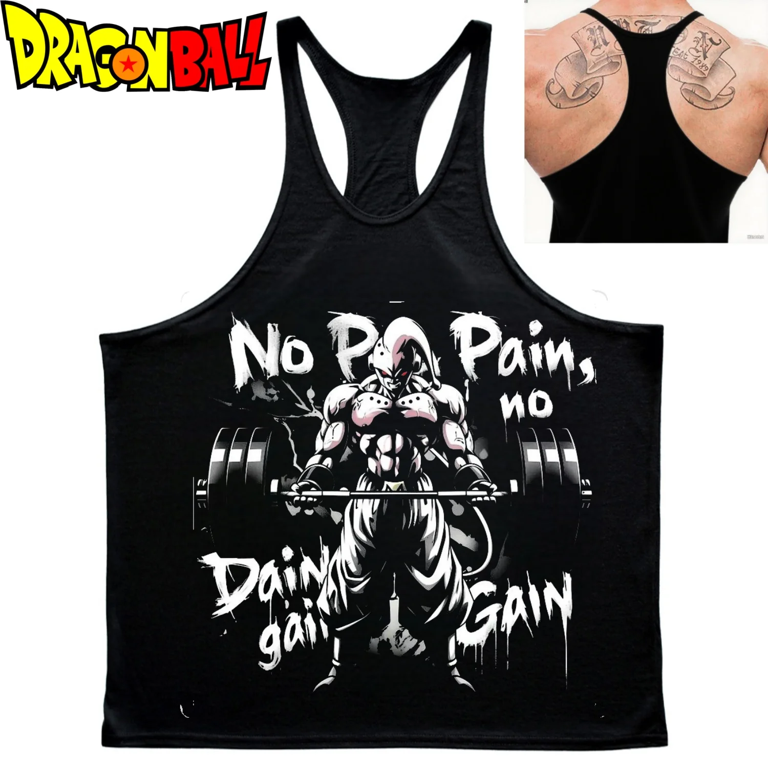 Dragon Ball Buu Men's Tanktop Cotton Vest Japanese Anime Gr…
