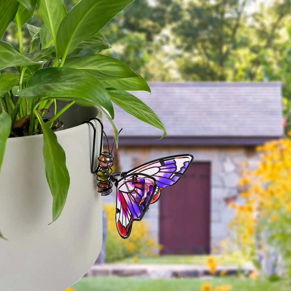 

1 set Butterfly Dragonfly Hanging Decor Flower Pot Plant Hanger nament Mini L Garden Adornment Non Fading