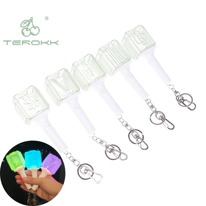 Mini Lightstick Keyring LED Light Keychain Idol Support Glow Stick Key Chain Backpcak Pendant Decoration For Kpop Fans Gifts