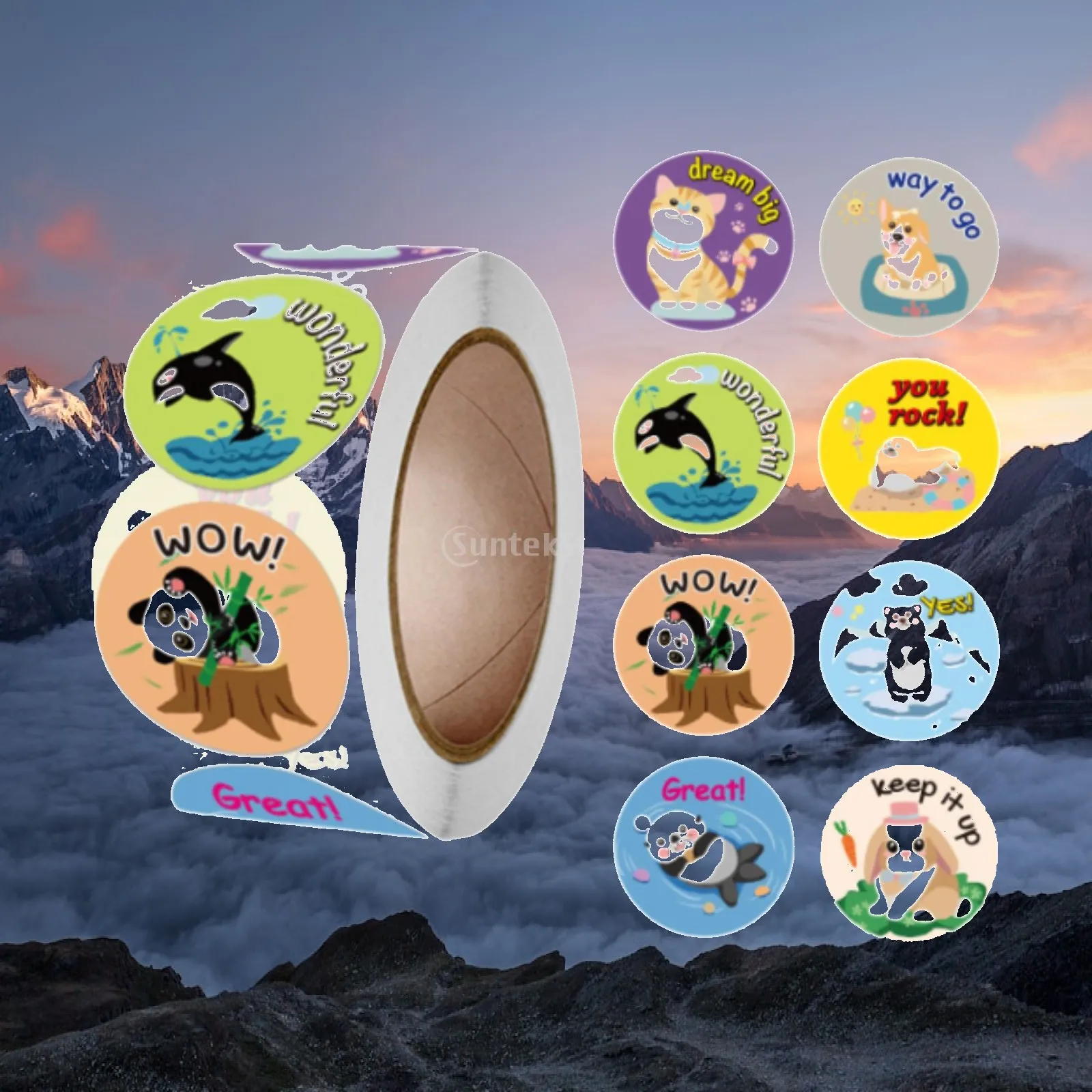 500x Round Animal Stickers Decoration Stickers for Classroom Party Supplies
