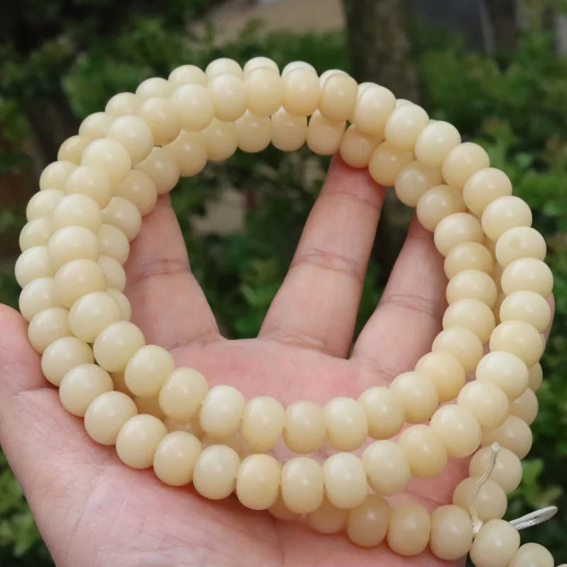 12mmJadified Custard Bodhi Root108Bracelet Pieces  Jadified Custard Bodhi Seed Bracelet Fresh and Elegant