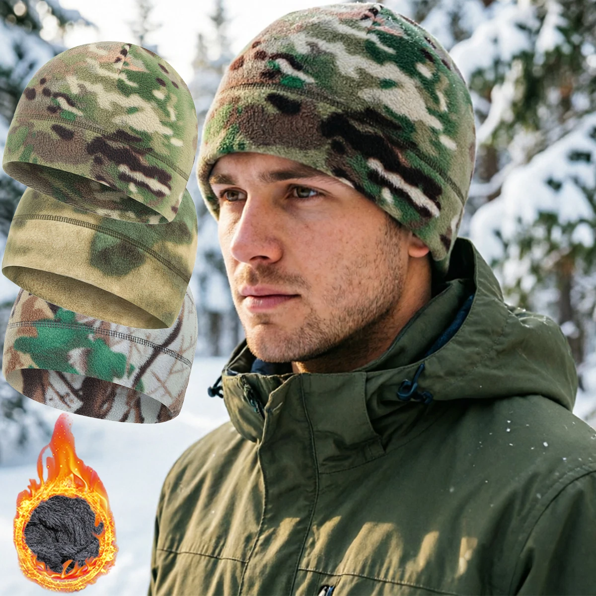Winter Polar Fleece Beanie Cycling Men Women Elastic Hiking Soft Thermal Skiing Helmet Liner Hat Windproof Camping Cap Outdoor