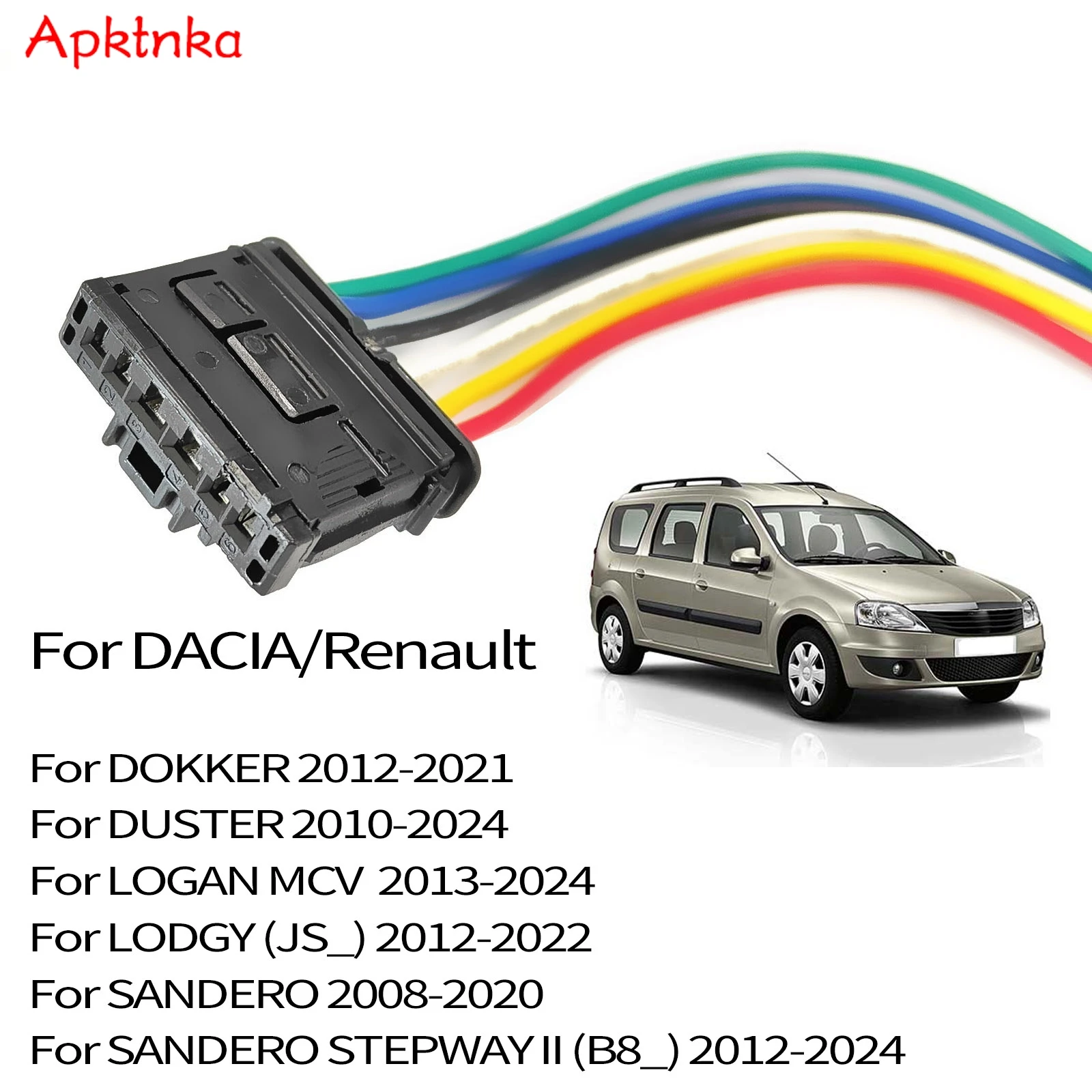 6Pin Rear Tail Light Lamp Connector Pigtail Plug Wiring For DACIA Renault DOKKER DUSTER LOGAN LODGY SANDERO STEPWAY 1606248780