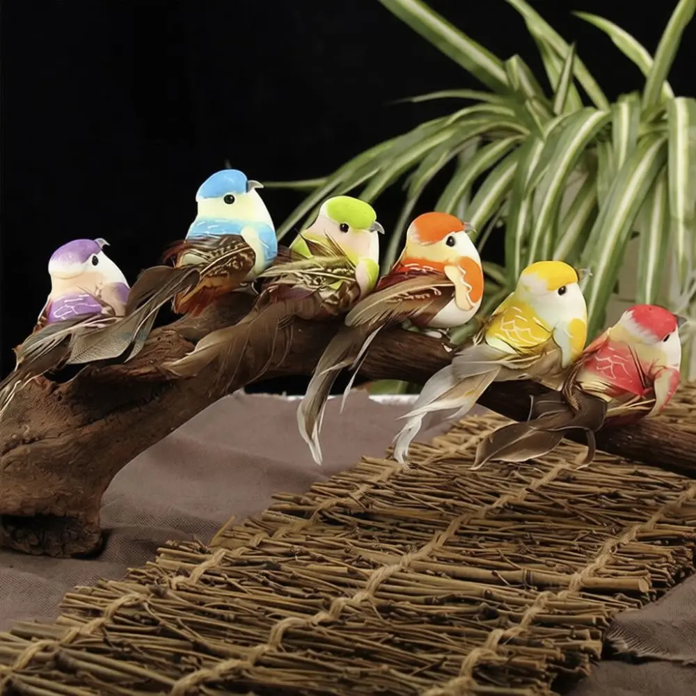 Artificial Feather Bird Handcrafted Realistic Simulation Animal Figurine Garden Decoration Ornaments Outdoor Indoor Craft Supply