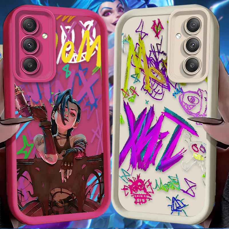 Arcanes J-Jinx Graffiti Case for Samsung Galaxy A35 A16 A25 A55 A15 A06 A05 A05S A24 A13 A23 A12 A22 A32 A52 A71 A51 4G TPU Capa