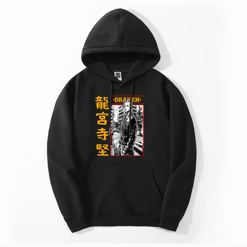 Spring Men Simple Big Size Japan Anime Mikey Tokyo Revengers Hoodie Sweatshirt Hip Hop Draken Warm Clothing Cool Pullovers