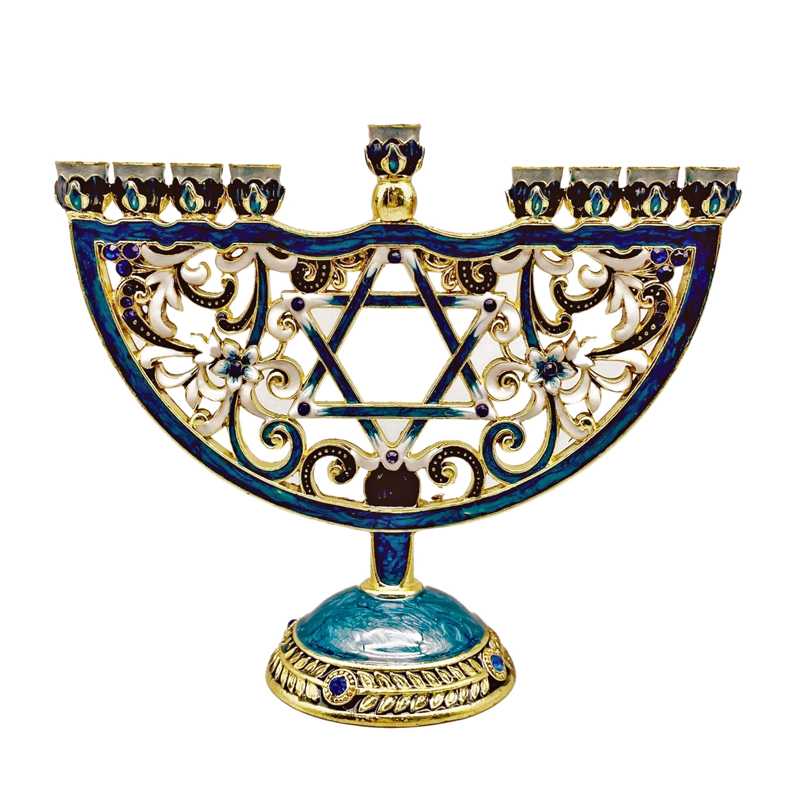 Hand Painted Candle Holder for Hanukkah Menorah Candlestick Candelabrum Candle Stand for Christmas Party Wedding Home Decor Gift