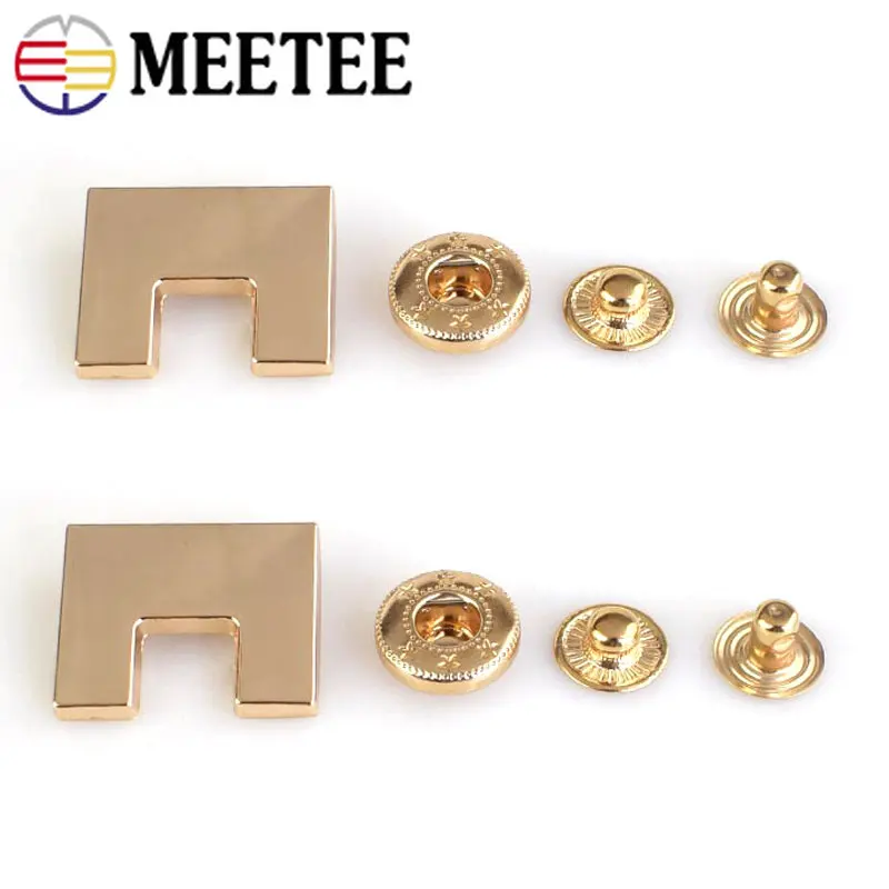 Meetee 10/20Pcs Golden Snap Button Fasteners Press Stud Decorative Metal Buckle Coat Clasp Down Clothes DIY Hardware Accessories