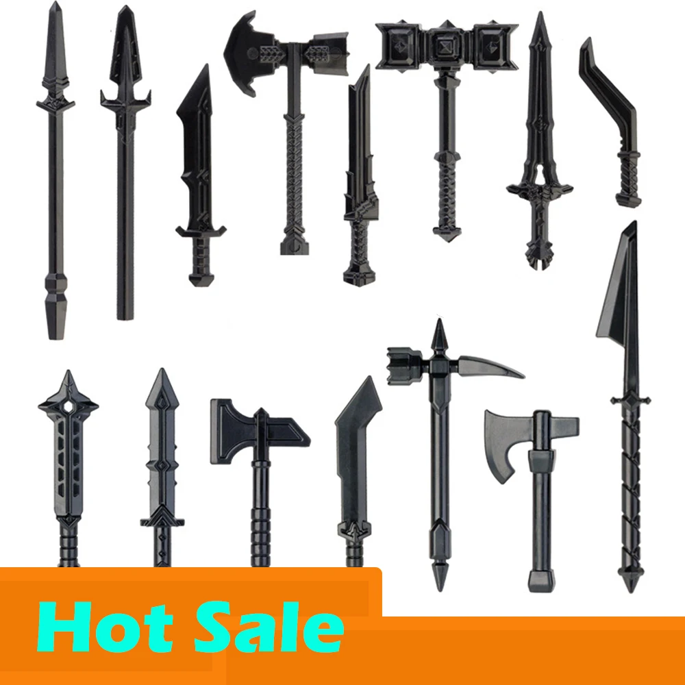 

MOC Medieval Weapons Building Blocks Army Soldiers Figures Military Accessories Knife Sword DIY Bricks Toys For Children