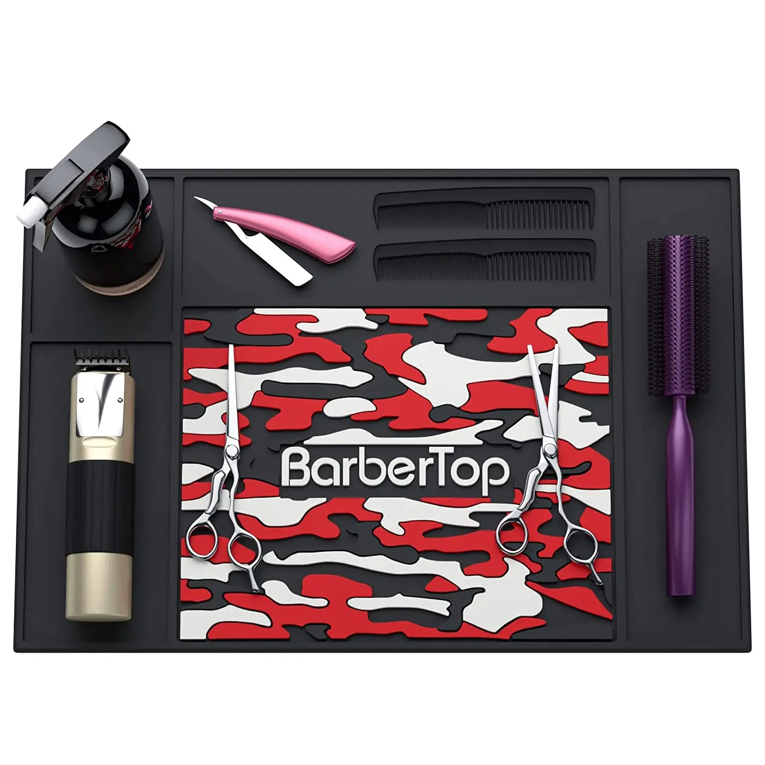 

Barbertop Anti-Skid Pad Non-Slip Silicone Heat Resistant Barber Station Tool Mat Salon Scissors Safety Accessory Barbershops