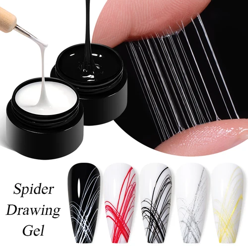 Imagen 2 del producto MEET ACROSS 5ml plata oro araña dibujo Gel esmalte de uñas araña alambre dibujo pintura Liner Nail Art Gel barniz DIY manicura