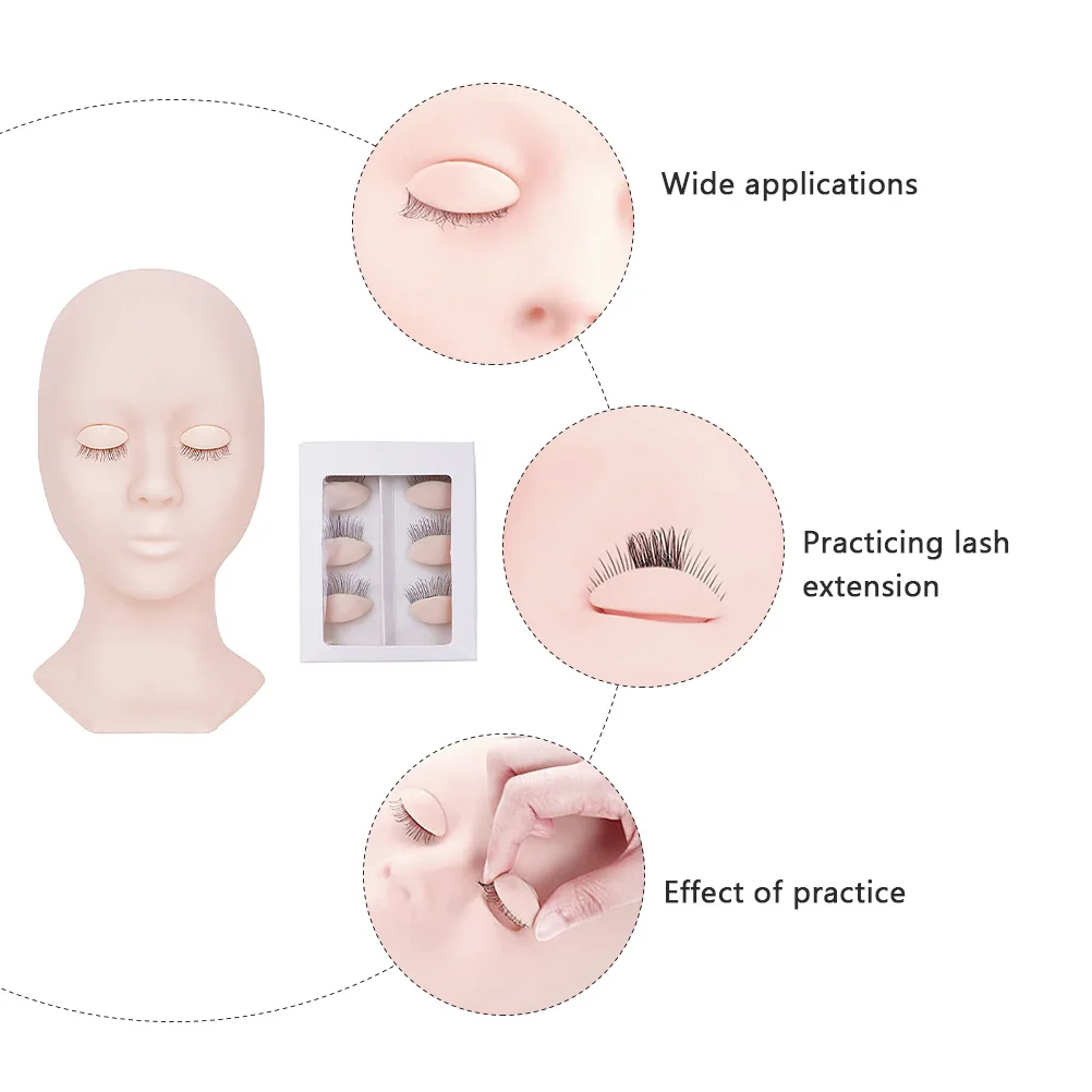 

1Set Eyelash Extension Practice Mannequin Head Mold Pink Detachable Salon Training Head for Lash Extension Makeup and Facial